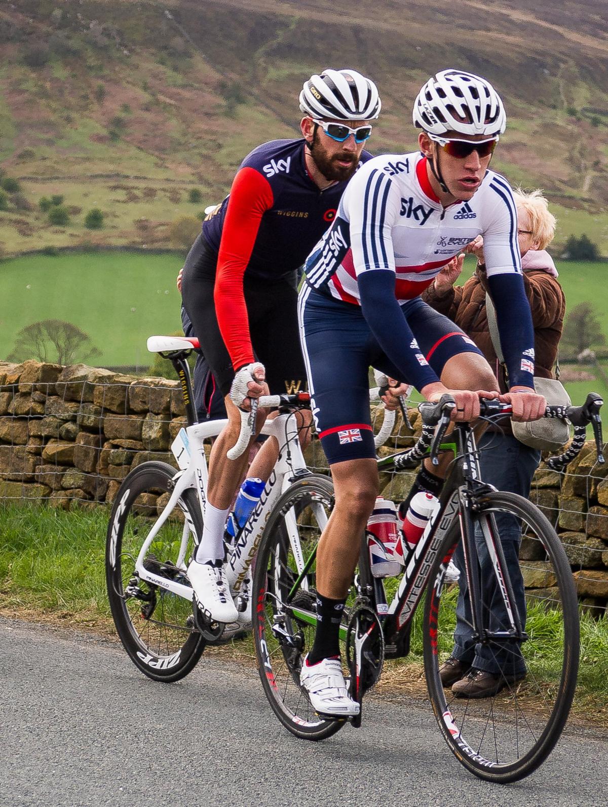 Sir Bradley Wiggins going up the Cote de Rosedale Abbey. Picture: 
David Maughan