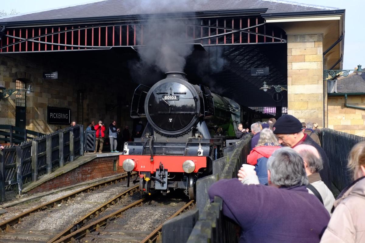 Flying Scotsman arrives in Pickering     Picture David Mackie