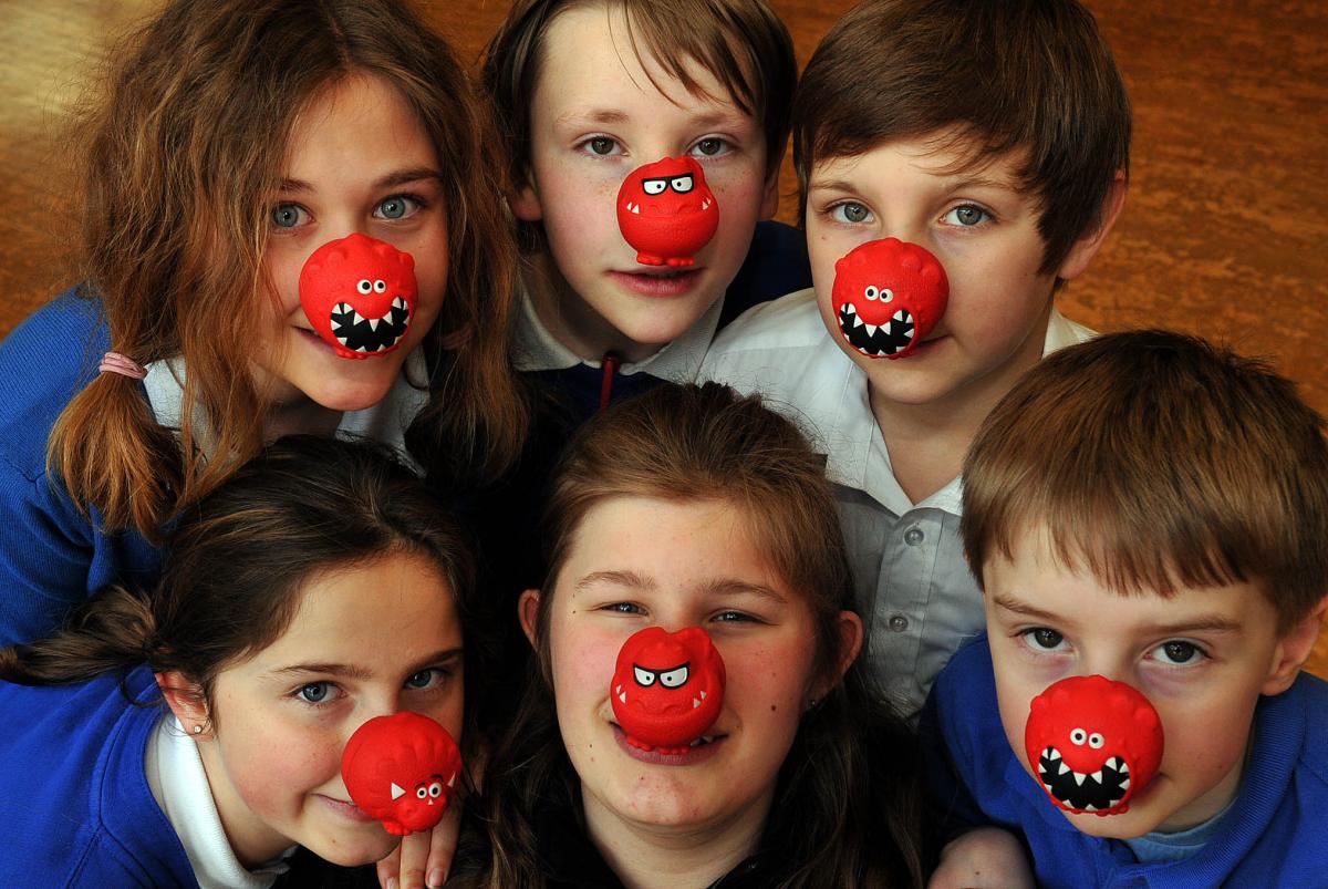 2013: Pupils at Helmsley Primary School who are taking part in red nose day Comic Relief.Nigel Holland.
