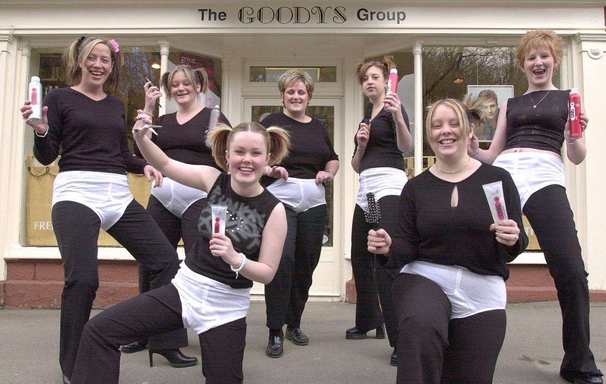 2001: Hairdressers at Goodys in Castlegate, Malton, will all wear pants over their clothes for Comic Relief on Friday