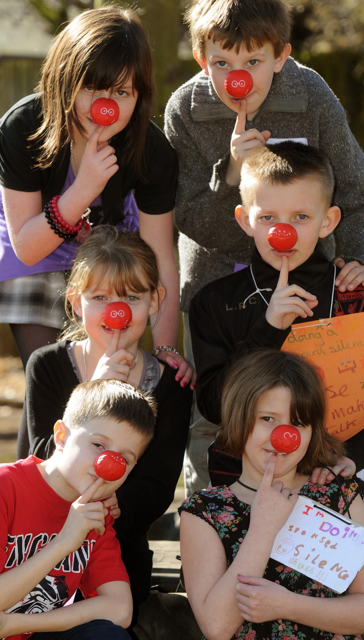 2011: Some of the Year 5 pupils at Norton Primary School who took part in a sponsored silence for Comic Relief. Pic: Mike Tipping