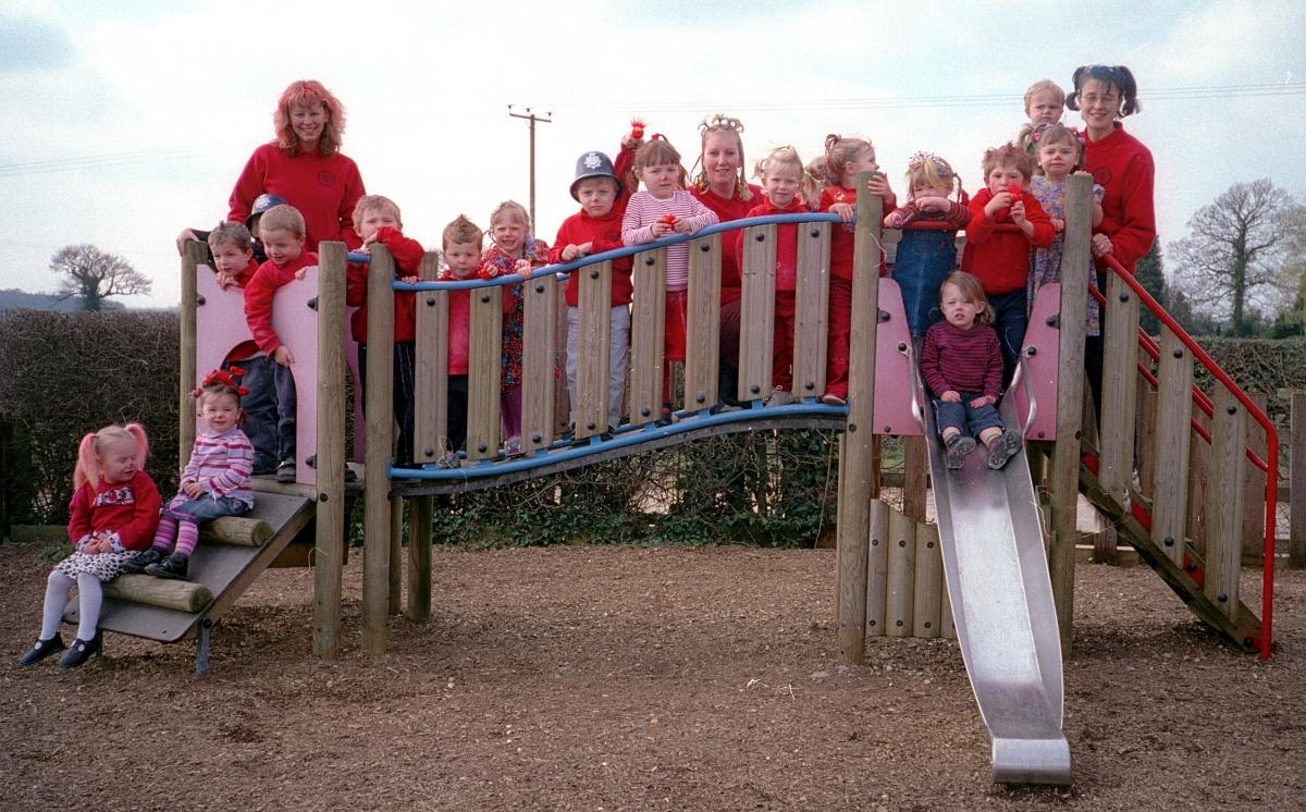 2003: Staff and children from Bugthorpe Under Fives, who raised £30.28 for Comic Relief.