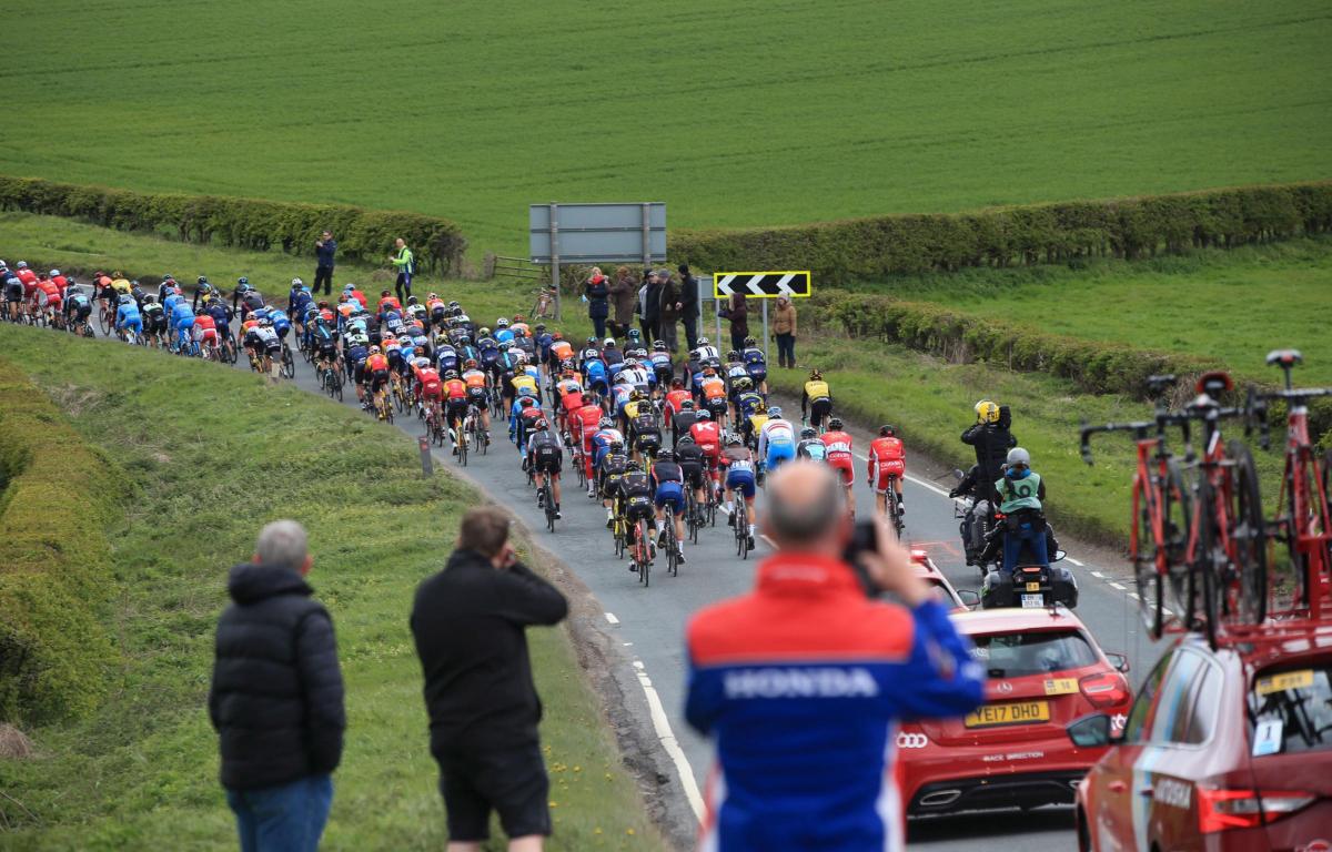 Cyclists on the first stage of the Tour de Yorkshire