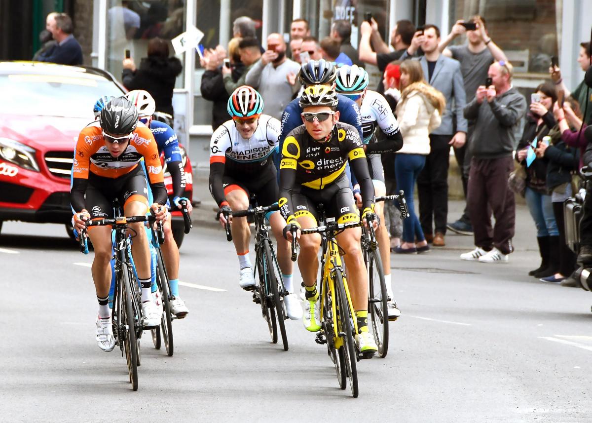 The Tour de Yorkshire a breakaway group leading the race leaving Castlegate in Malton. Picture David Harrison.