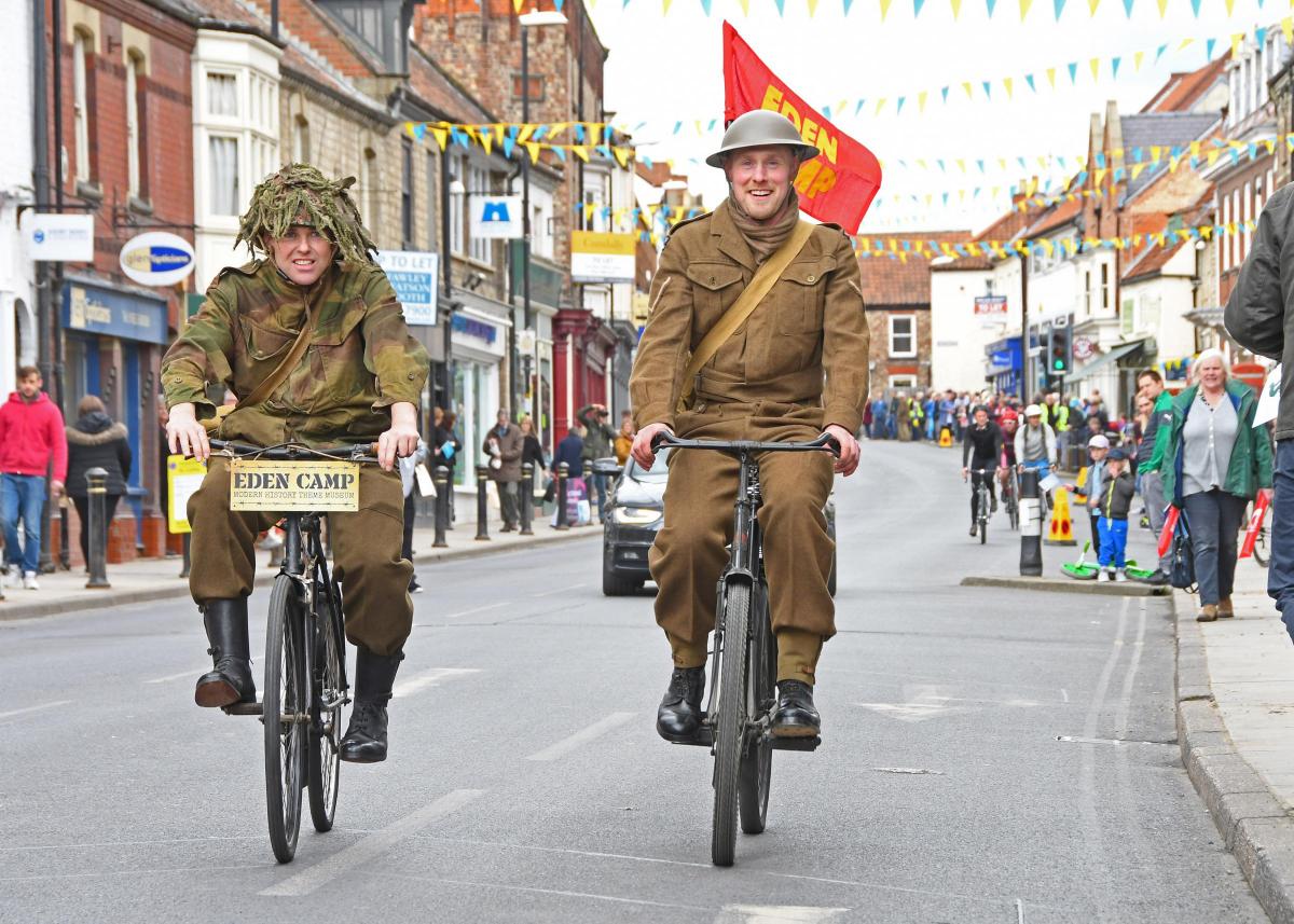 The Tour de Yorkshire in Malton. Pictured are Nick Hill and Jonny Pye from Eden Camp on Wheelgate. Picture David Harrison.