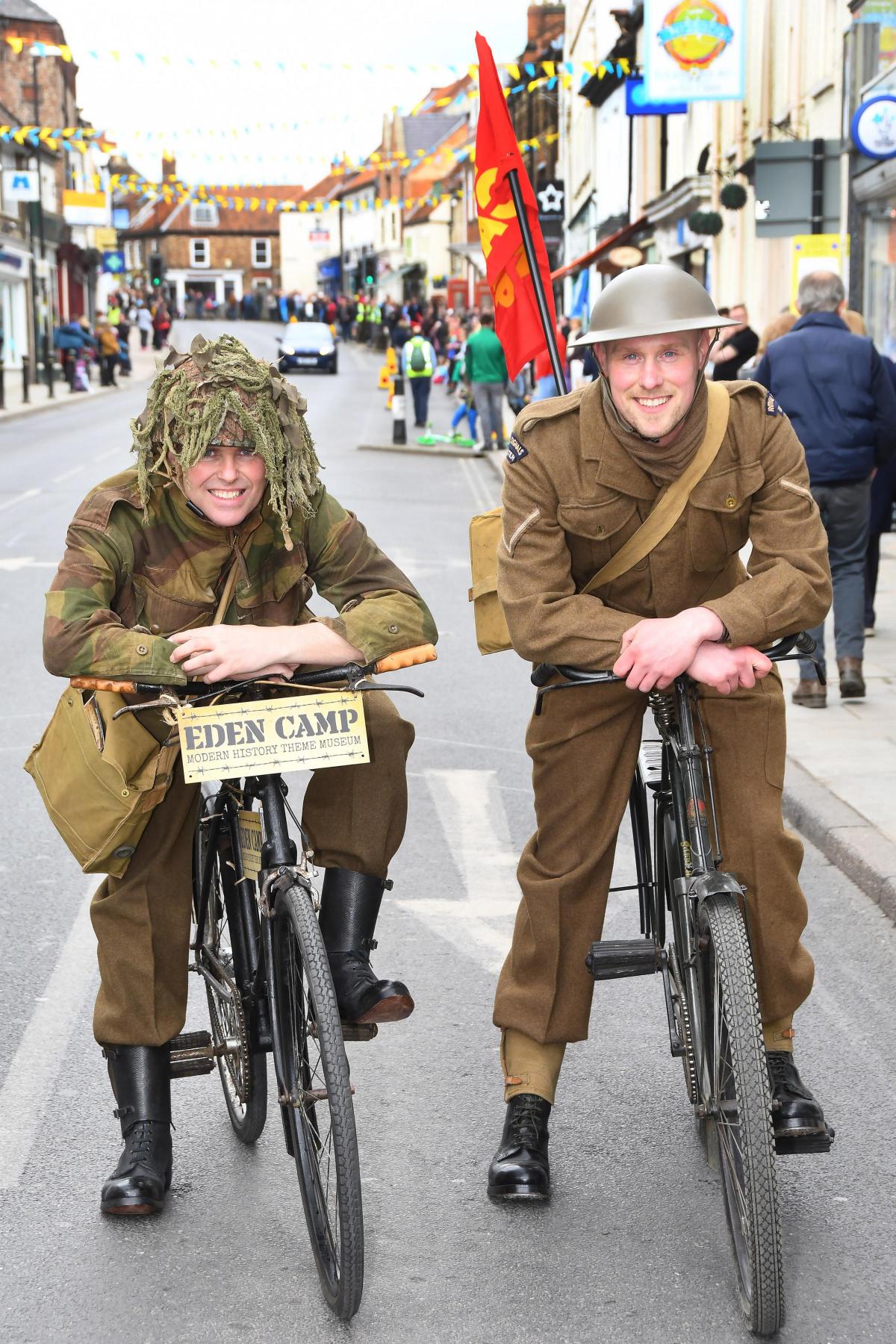 The Tour de Yorkshire in Malton. Pictured are Nick Hill and Jonny Pye from Eden Camp on Wheelgate. Picture David Harrison.