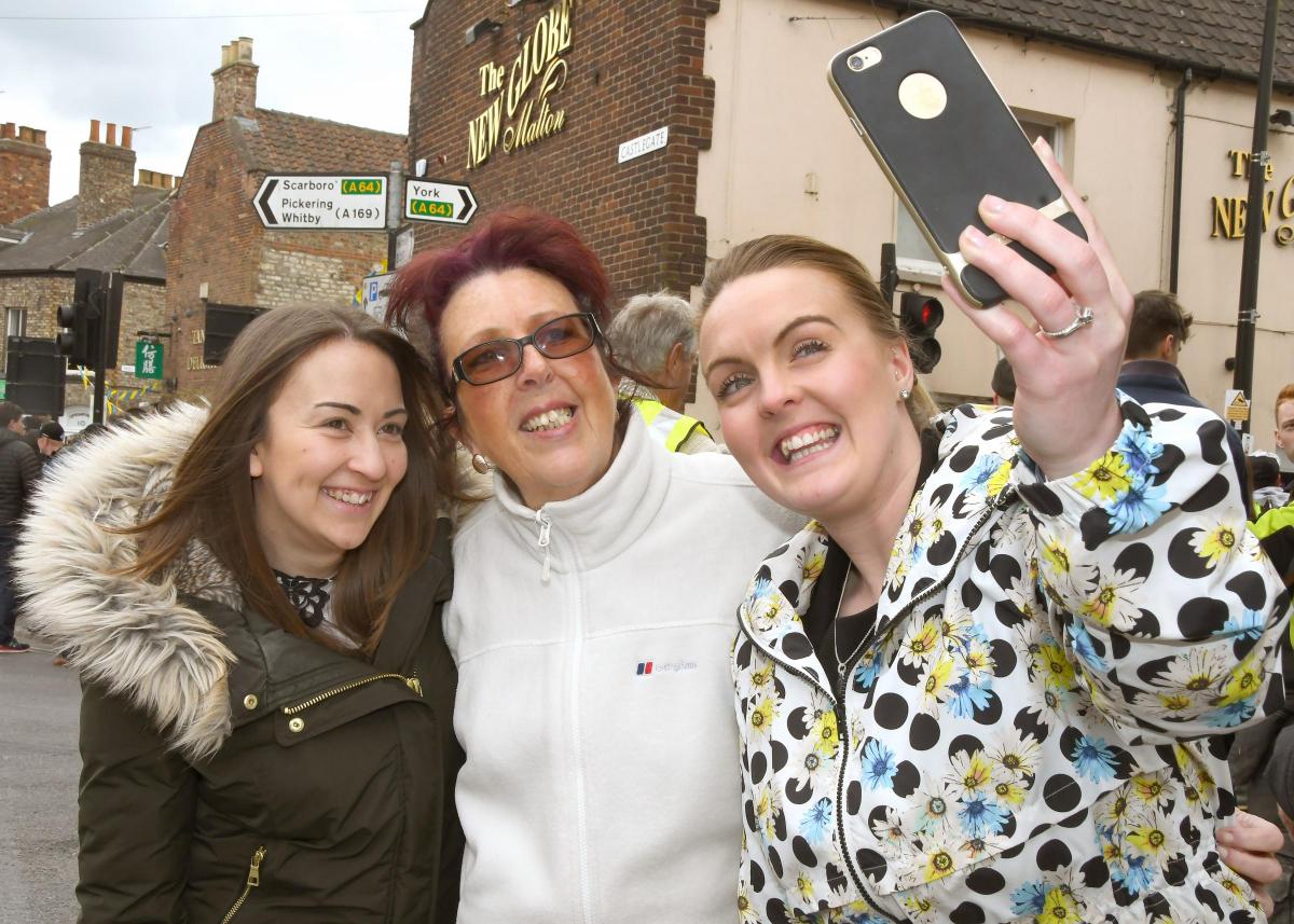 The Tour de Yorkshire in Malton. Pictured are Siobhan, Sally and Ashley from Reeds Rains. Picture David Harrison.