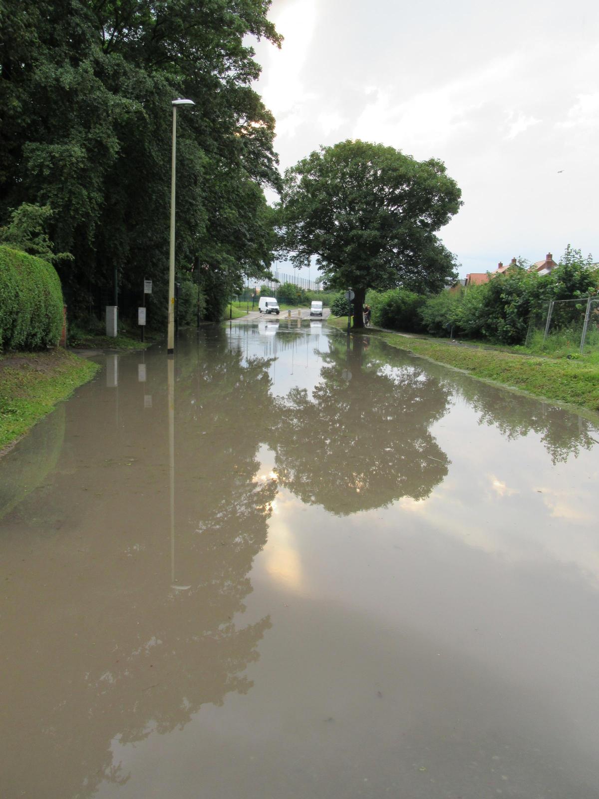 Flooding on Broughton Rd in Malton, 8pm on July 6. Picture: Simon Thackray