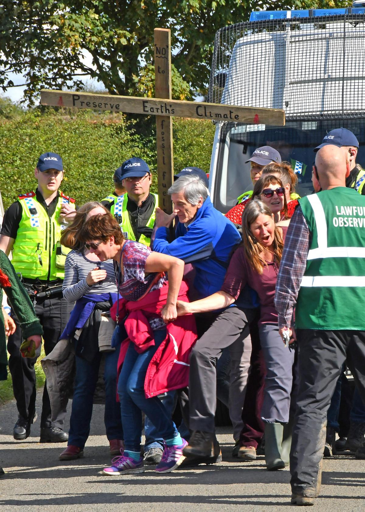 Protesters and police at the Kirby Misperton fracking protest  Picture: David Harrison