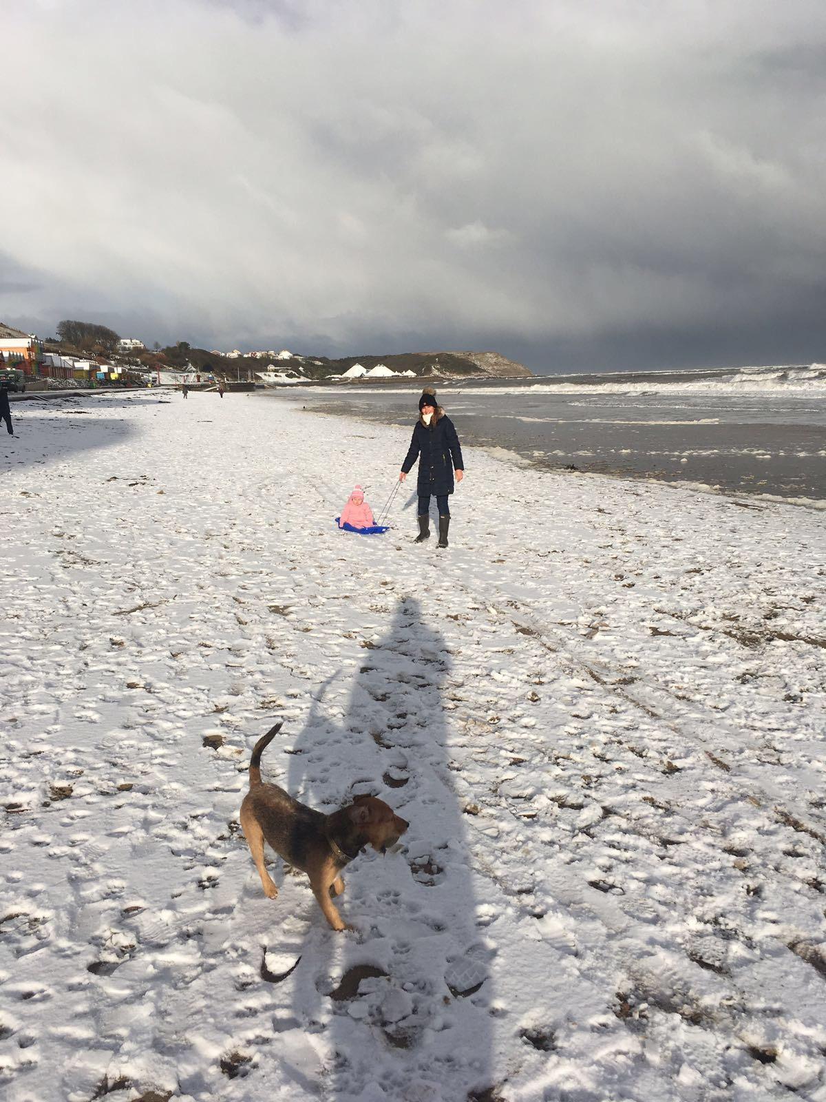 Snow on the beach at Scarborough' North Bay. Picture by Mark Vasey