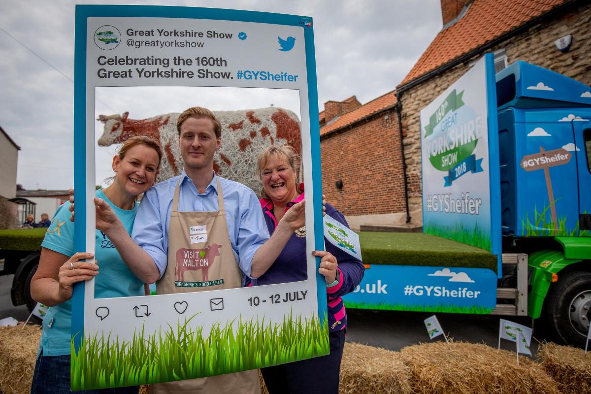 Saturday 26thMay  2018, Malton
Picture Credit Great Yorkshire Show / Charlotte Graham

Picture Shows Left to Right
Emma Stothard, Tom Naylor (Naylor Leyland Food Festival Director)  with Heather Parry (Managing Director Great Yorkshire Show)