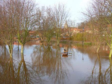 Flooding along River Derwent in Malton. Picture by Nick Fletcher