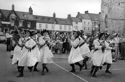 Morris Men in Malton, in 1980, when teams from all over the country took part in a weekend festival. 