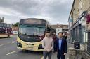 North Yorkshire Council Executive Member for Bus Services Councillor Keane Duncan with Councillor George Jabbour at the 31X bus stop in Helmsley
