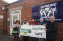 Helen Morgan, Chris Smith, Janice Gwilliam, Janice Clark and Steve Morgan seen here outside the new venue for this year's Fairtrade and Local Craft Christmas shop.