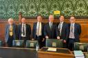 Graham Stuart MP with Julian Sturdy MP and Roy Begg and others during a similar meeting in Westminster in May Image: Graham Stuart's website
