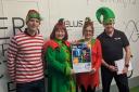 Rory, head of ‘elf & safety’ at Ellis, checks all is in order with the Ellis elves for ALzheimer’s Elf Day (L-R: Mathew Turner - Mechanical Design Engineer, Georgette Donoghue - Marketing Manager, Kathy Greenwell – Accounts