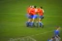 United celebrate John Halpin's goal at Peterborough in 1989 - a true work of modern art