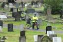 Police Community Support Officer Audie Sellars on patrol in vandal-hit Malton Cemetery
