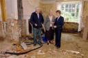 Vale of York MP Anne McIntosh (right) during her visit to flood-hit Pickering on Saturday talks to Peter and Mary Croot at their home in Beck Isle, Pickering, which was flooded and is now undergoing repairs