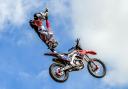 A motorbike rider performing a stunt at last year's Driffield Show