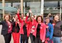 Members of York's Labour group celebrating with, third from right, group leader Cllr Claire Douglas
