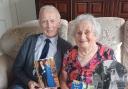 Eric and Carol Rowsby who have celebrated 65 years of marriage and insert, the couple on their wedding day.