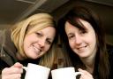 Rachel Shaw, left, and King’s Head pub manager Linda Skelton promote the coffee morning in aid of Louby’s Lifeline