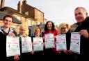 Promoting the Christmas lights switch on in Norton are, from the left, Jonathan Gray, Imogen Silversides, Katie Pool, Councillor Di Keal, Natalie Abbey and Norton mayor Ray King