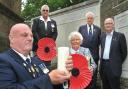 Members of the Royal British Legion, from left, Shaun Brosman, John Woodward, Margaret Preston, David Tolson and Paul Farndale, at Malton War Memorial preparing for the Lights Out campaign to mark 100 years since the start of the First World War