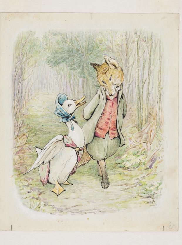Gazette & Herald: A Beatrix Potter watercolour and ink on paper illustration, The Tale of Jemima Puddle-Duck artwork, dated 1908, which will be on show at the Beatrix Potter: Drawn to Nature at the Victoria and Albert Museum, London, February 12, 2022 – January 8, 2023. Undated handout via PA.