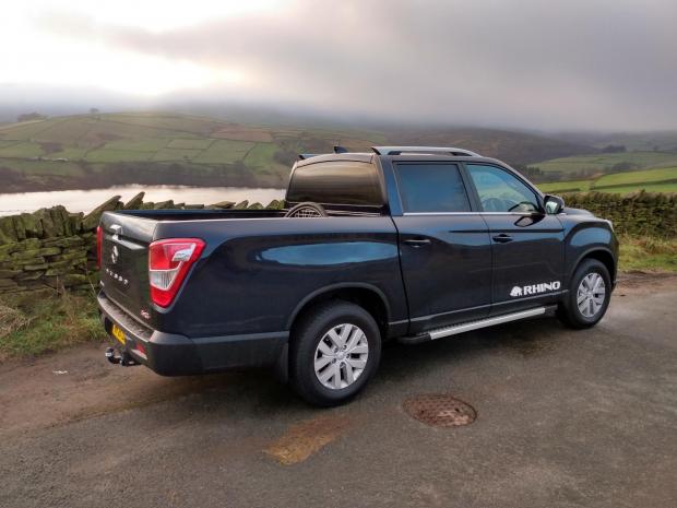 Gazette & Herald: The SsangYong Musso Rhino pictured on test in West Yorkshire in atmospheric weather conditions in the Pennine hills of Kirklees