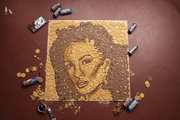 Gazette & Herald: Alesha Dixon's portrait was created using more than 644 McVitie’s biscuits. Picture: Taylor Herring