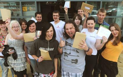 Norton College students celebrate their A-level results.