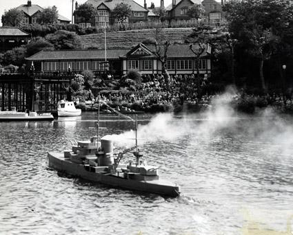 The naval battles on Peasholme Park Lake, in Scarborough, were a popular attraction after the Second World War.