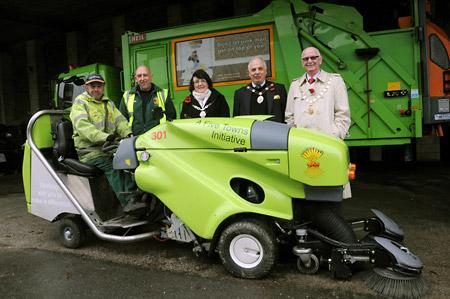 SWEEPING SUCCESS: From left, driver Dave Simpson, Street Scene supervisor Mark Stockhill, the Mayor of Pickering, Joan Lovejoy, the Mayor of Malton, Jason Fitzgerald-Smith and the Mayor of Norton, Paul Farndale.
