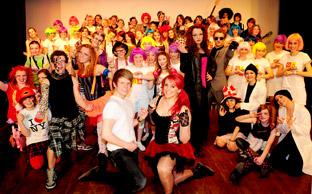 The cast of the Norton College production of We Will Rock You.