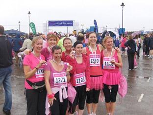 A seven-strong team of ladies in pink from Ryedale Voluntary Action braved the elements to take part in Cancer Research UK’s Race for Life event on Scarborough seafront. 