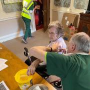 94-year-old Joyce Allen receives the Covid vaccine at The Hall care home in Thornton-le-Dale