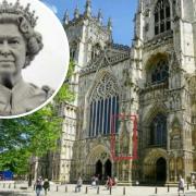 The statue would be installed at the front of York Minster, with inset an image of Douglas Jennings' 2018 sculpture of The Queen