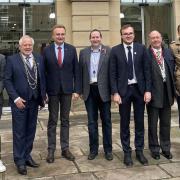 The Lord Mayor of York, Cllr Chris Cullwick, with council leader Keith Aspden, centre, meeting Lviv mayor Andriy Sadovyi and his delegation in York last autumn