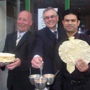 John Millar, left, who helped organise the fundraising event at Malton Spice, with Coun Howard Keal and restaurant manager, Lincoln