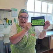 Eden Camp catering supervisor Rebecca Biggins with the 5 star Hygiene rating