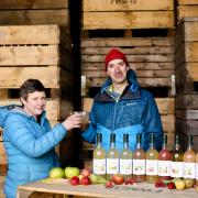 Yorkshire Wolds Apple Juice owners, Jon and Jane Birch, cheers to their success