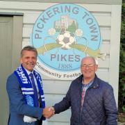 Pickering Town manager Rudy Funk, with chairman Wayne Taylor after his appointment earlier this year. .