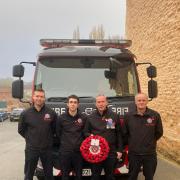 up Fire fighters and Fire Cadets, representing Malton Fire Station at  Sunday's Remembrance Day parade in Malton.