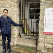 Cllr George Jabbour at the closed Post Office in Helmsley