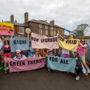 Greenpeace activists outside Rishi Sunak's home this morning in North Yorkshire