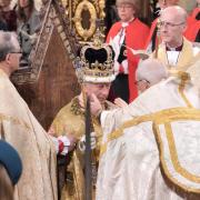 The King Edward's Crown is placed upon King Charles' head