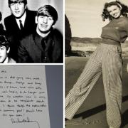 Items including a letter from Paul McCartney to John Lennon and Mia Farrow and a signed photograph of Marilyn Munroe are to be auctioned in North Yorkshire